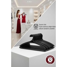 Creatividad Solutions Giulia Vieri Selection: 12'li Premium Italyan Tasarım Ince Siluet Kaymaz Elbise Askısı Seti Siyah 722747