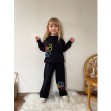 ButumiKids Kız Çocuk Çiçek Işleme Detaylı Likralı Pamuk Kumaş Alt Üst Takım