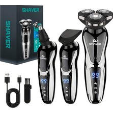 Ticimark Şarjlı Tıraş Makinesi 3'ü 1 Arada Burun Kılı Kesici USB Şarj Edilebilir Dijital Ekran