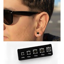 Siyah Zirkon Taşlı 925 Ayar Gümüş Erkek Küpe