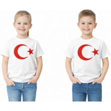 Ataş Çocuk Bayraklı Tişört Kırmızı & Beyaz Renk 23 Nisan, 19 Mayıs, 29 Ekim Özel Pamuklu Kısa Kol