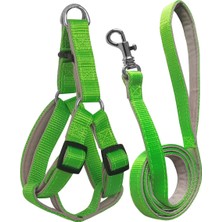 Subutu Gezdirme Kayışlı Dokuma Köpek Göğüs Tasma Seti 52*73-110 cm Neon Yeşil
