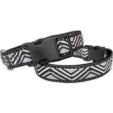 Subutu Dalga Desenli Dokuma Köpek Boyun Tasması 3 cm x 40-60 cm Siyah