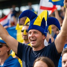 Direkstoktan Jester Şapka / Peluş Amigo Taraftar Joker Şapka - Sarı Lacivert Renklerde