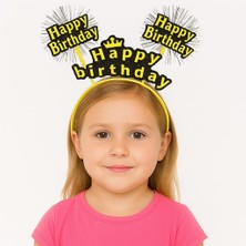 Subutu Sarı Renk Işıltılı Yazılı Doğum Günü Parti Tacı