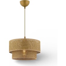 Elizim Home Lighting Hasır Görünümlü Lüx Abajur Sarkıt Avize