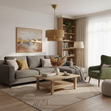 Elizim Home Lighting Hasır Görünümlü Lüx Abajur Sarkıt Avize
