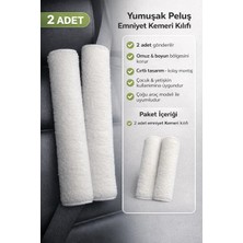 Vi Caro Beyaz peluş Emniyet Kemeri Aksesuarı 2 Adet Emniyet Kemeri Kılıfı Araç Omuz Koruyucu Evrensel Uyum
