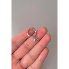 Jaida Moda Unisex Gümüş Yaprak Figürlü Sallantılı Çelik Halka Küpe