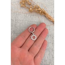 Jaida Moda Unisex Gümüş Güneş Figürlü Sallantılı Çelik Halka Küpe