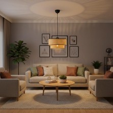 Elizim Home Lighting Hasır Görünümlü Lüx Abajur Sarkıt Avize