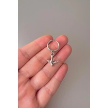 Jaida Moda Unisex Gümüş Kuş Figürlü Sallantılı Çelik Halka Küpe