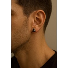 Jaida Moda Unisex Siyah Üçgen Zirkon Taşlı Deliksiz Mıknatıslı Manyetik Çelik Küpe 1 Adet