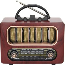 Luz&pos Orta Boy Retro Ahşap Tasarım Bluetooth Hoparlörlü Radyo – Fm/am Destekli, Şarjlı ve Taşınabiliri Radyo NS-6636