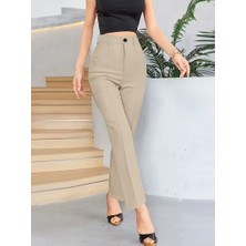 Nidam Butik Bordo Renk Yüksek Bel Maskülen Kesim Kumaş Pantolon