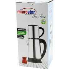 Luz&pos Microstar Elektrikli Çelik Çay Makinesi Çaycı Set 1.8lt Su Isıtıcı+ 0.8lt Demlik 1800W 360 Derece Döenbilengövde