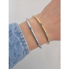 QA Quella Accessories Çelik Nazar  Gümüş & Gold Kelepçe Bileklik Iç Çap: 6 cm / Çevresi: 20 cm - Gold