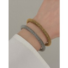 QA Quella Accessories Çelik Tel Işleme Gold Ayarlanabilir Kelepçe Bileklik - Gold