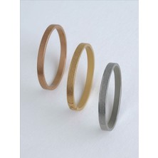 QA Quella Accessories Çelik Kalın Sim Gümüş & Rose & Gold Kelepçe Bileklik Iç Çapı: 6 cm / Çevresi: 19 cm - Gold