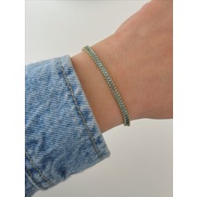 QA Quella Accessories Özel Seri  Zirkon Baget Su Yolu Gold Mavi Bileklik 16+2 cm