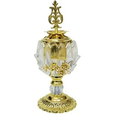 Hatıra Kutusu Buhurdanlık Cam Altın Dekorlu Kapak ve Ayak ( Lisinya )