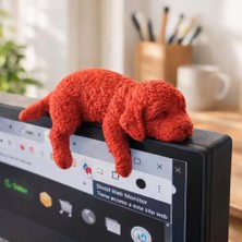 Basart Kırmızı Ikili Uyuyan Köpek Biblo Seti - Minimalist Ev ve Ofis Dekorasyonu Hediye Paketli