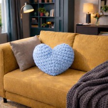 Basart El Örgüsü Kalp Yastık – Dekoratif Kalp, El Yapımı Özel Tasarım