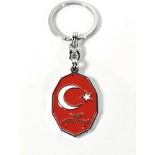 Moncuk Design Kırmızı Ay Yıldız,  “türkiye” Yazılı Sekizgen Metal Anahtarlık