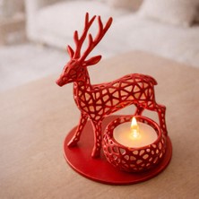 Basart Geometrik Geyik Tasarımlı 3D Yazıcı Üretimi Dekoratif Şamdan