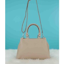 Özense Fermuarlı ve Çıtçıtlı Vizon Renkli Kadın El ve Omuz Çantası