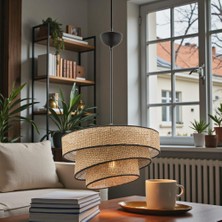 Elizim Home Lighting Hasır Görünümlü Abajur Sarkıt Avize