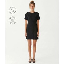 Yargıcı Düz Bisiklet Yaka Kısa Kol Elbise