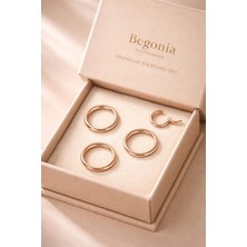 Begonia Accessories  Cerrahi Çelik, 6 mm Çap, 3 Adet Rose Gold Kaplama Septum Kilitili Halka Piercing Küpe Set, Kaş, Dudak, Burun, Kulak Kullanımına Uygundur