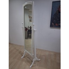 Bengi Ankara Mobilya Boy Ayna 90587 Dikdörtgen Model Ahşap Mdf Parlak Krem Flotal Ayna El Yapım