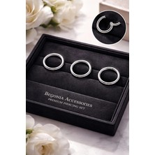 Begonia Accessories  Cerrahi Çelik, 6 mm Çap, 3 Adet Gümüş Kaplama Septum Kilitili Halka Piercing Küpe Set, Kaş, Dudak, Burun, Kulak Kullanımına Uygundur