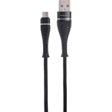 Gtc X-113 Hızlı USB To Type-C Hasır Örgü Şarj ve Dosya Aktarım Kablosu 2 Amper 1 Metre - Siyah