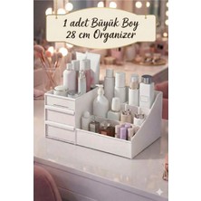 Feyza Design Büyük Boy Rose Çekmeceli Kozmetik Organizer, Beyaz, 28 cm