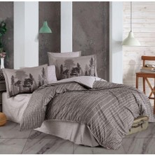 Elma Shop Çift Kişilik Poplin Nev Tully Kahve