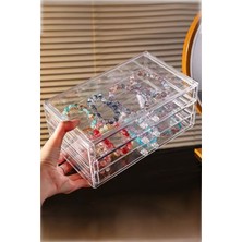 Feyza Design Şeffaf 3 Çekmeceli Makyaj ve Takı Organizeri, Düzenleyici Renkli Tasarım