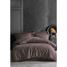 Elma Shop Çizgili Tek Kişilik Saten Nev Takımı Koyu Kahve