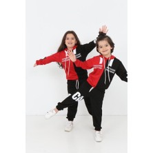 Feoqne Kırmızı Siyah Ca Baskılı Unısex Erkek Çocuk Eşofman Takımı (Mevsimlik) Tuhfetower