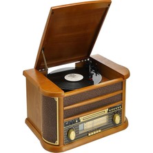 Özgürce Nostaljik Dönence Pikap Ahşap Stereo Spk Mp3 Çalar Usb-Radyo-Cd-Kaset Bluetooth