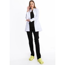 Uçak İş Giyim Beyaz LİKRALI Tunik Boy Hakim Yaka Kadın Doktor Hemşire Öğretmen Laborant Önlüğü