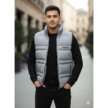 Sinwear Erkek Standart Fit Dik Yaka Cepli Fermuarlı Sıcak Tutan Mevsimlik Şişme Yelek