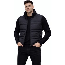 Sinwear Erkek Standart Fit Dik Yaka Cepli Fermuarlı Sıcak Tutan Mevsimlik Şişme Yelek