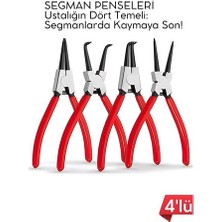 Nuveden Ieg™ Profesyonel 4'lü Segman Pensesi Seti | 18 cm | Iç Dış Eğri Düz Uçlu Yaylı Pense Tak�
