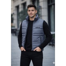 Sinwear Erkek Standart Fit Dik Yaka Cepli Fermuarlı Sıcak Tutan Mevsimlik Şişme Yelek