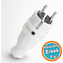 Nzb Erkek Düz Fiş Beyaz Sağlam Kauçuk Gövde Elektrik Bağlantı Fişi Kablo Ucu Ev Ofis Kullanım