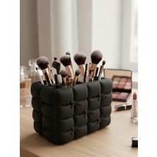 Feyza Design Şık Üç Bölmeli Fiyonklu Baklava Makyaj Organizeri ve Fırçalık