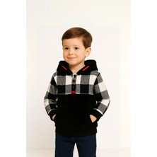 Nanica Erkek Çocuk Kapşonlu Garnli Peluş Sweatshirt 1-5 Yaş